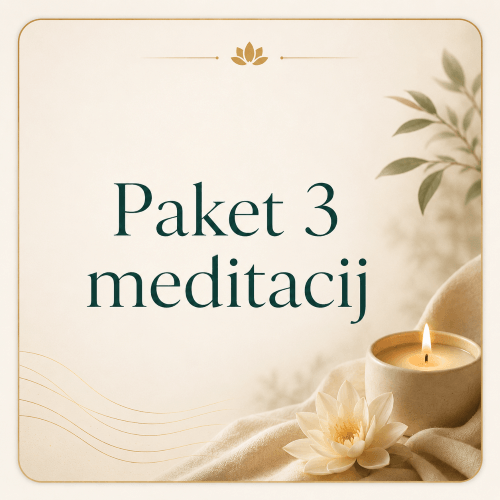 umirjene barve z napisom Paket 3 meditacij